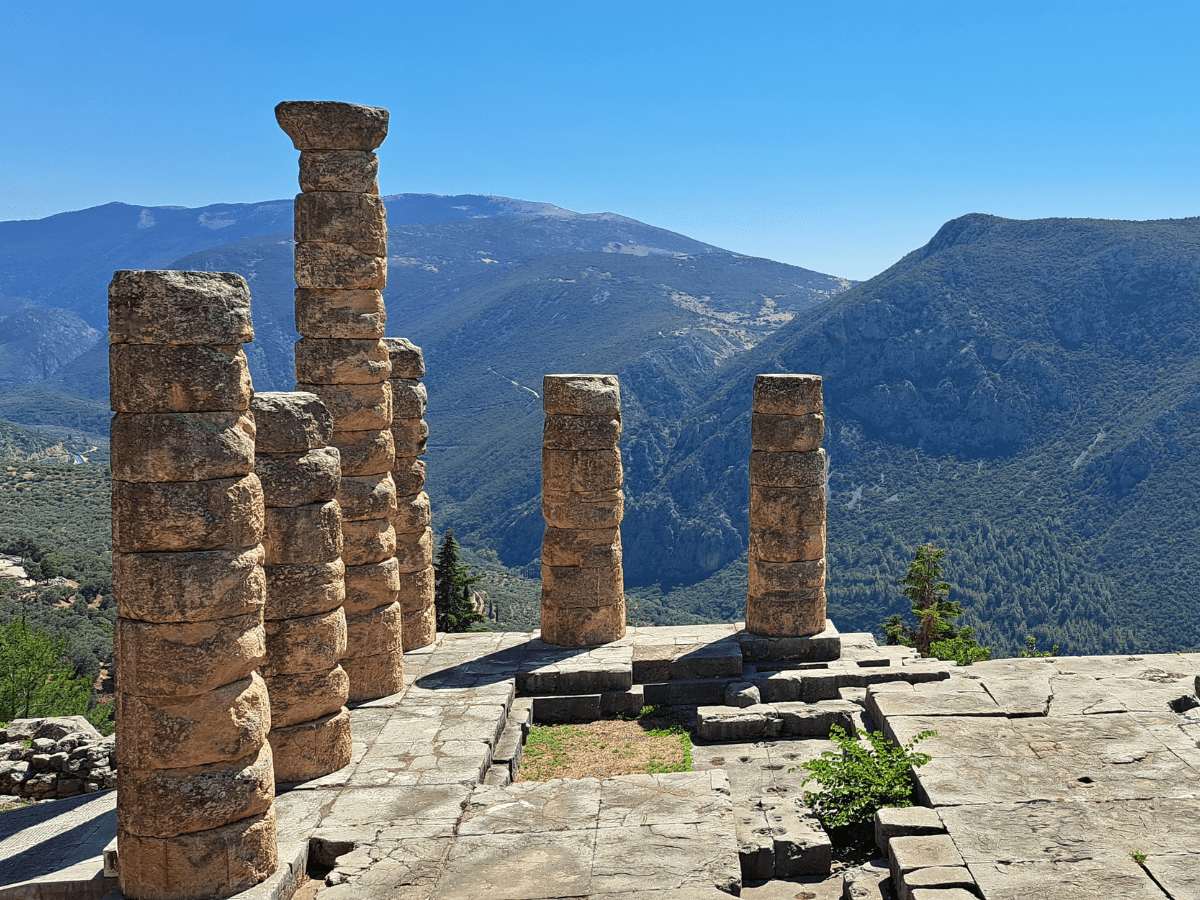 The Temple of Apollo at Delphi.
