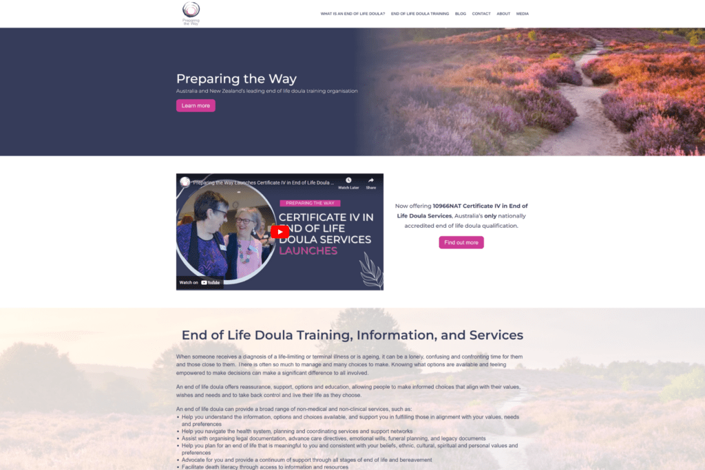Preparing the Way website screenshot.