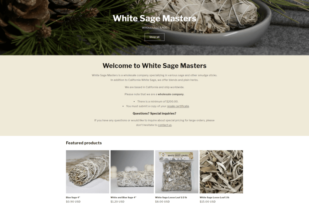 White Sage Masters website screenshot.