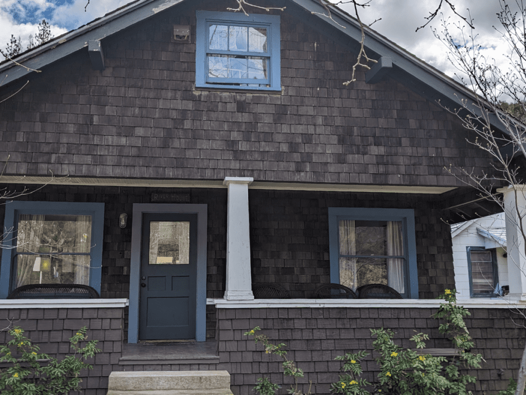 The front of a house.