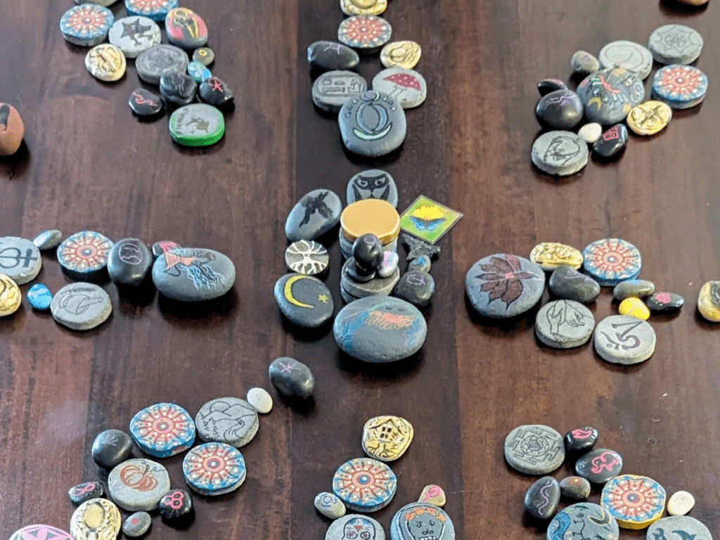 Mandala Stones arranged.