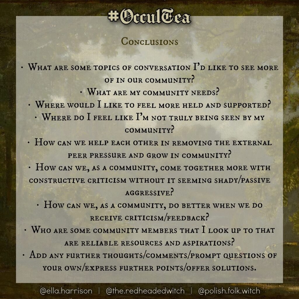 #OcculTea conclusions list of questions.