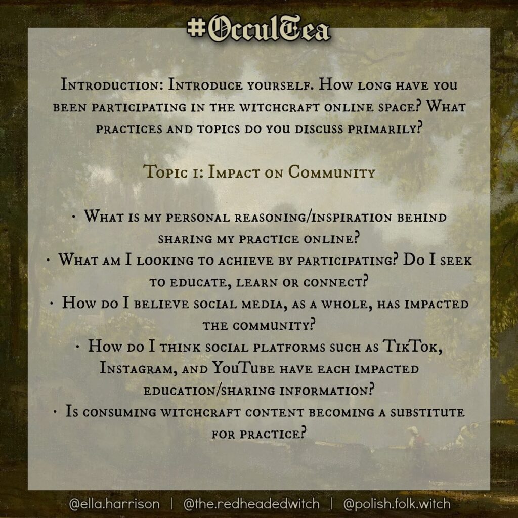 #OcculTea topic 1 list of questions.