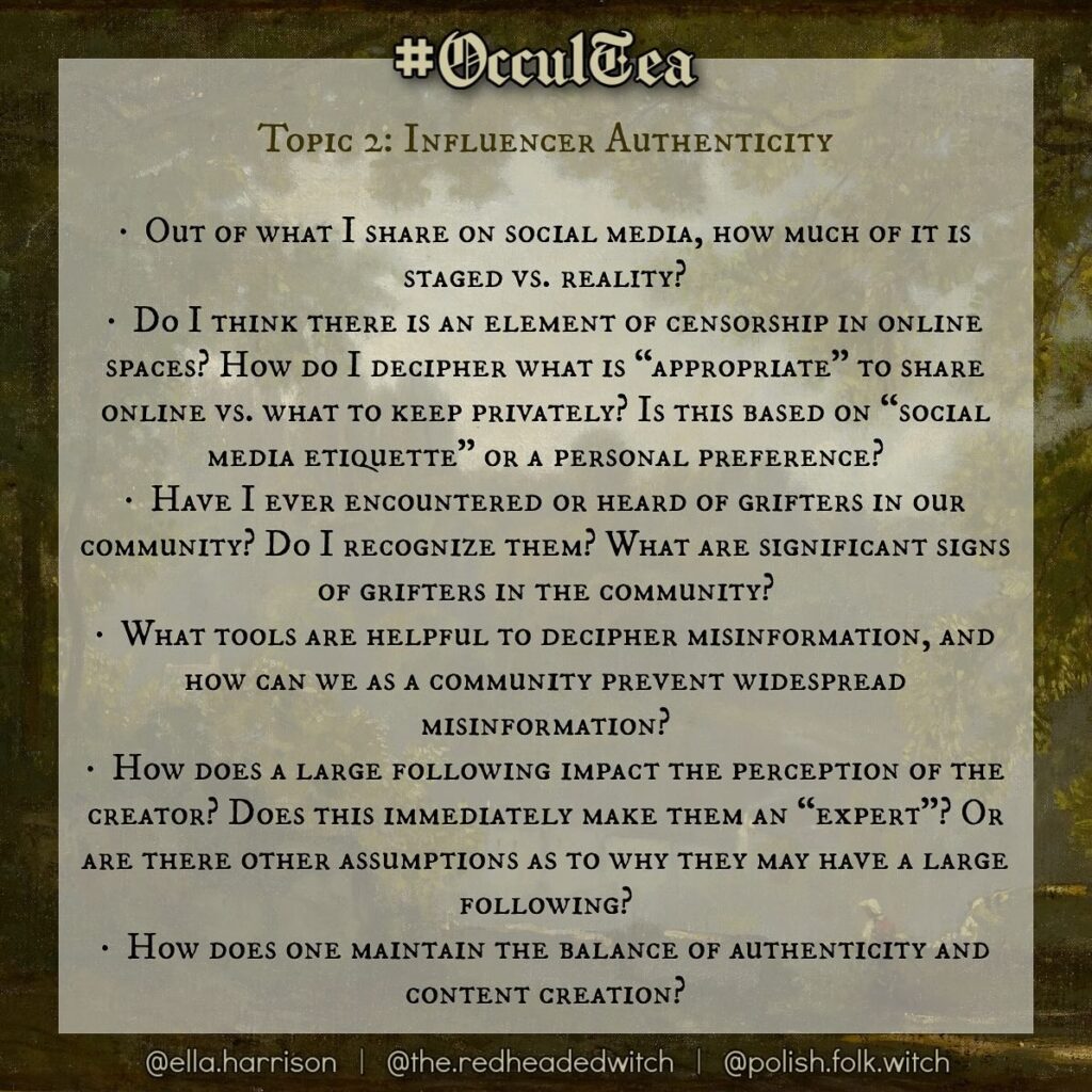 #OcculTea topic 2 list of questions.