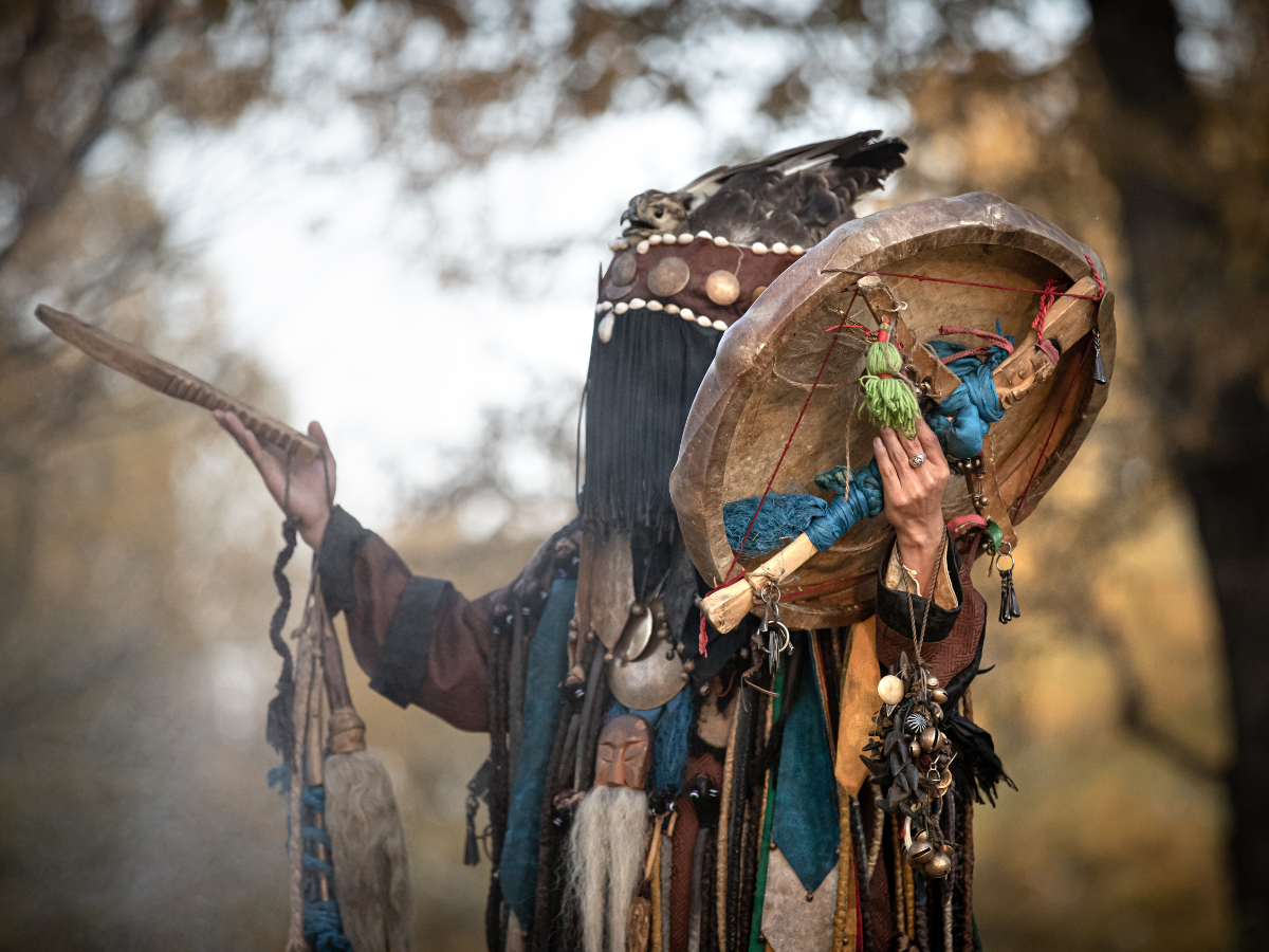 Mongolian shaman performing a ritual.