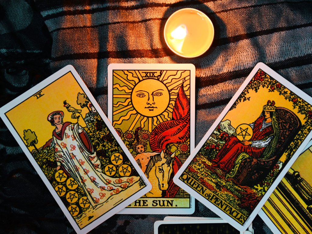 Tarot cards from the Rider-Waite-Smith deck.