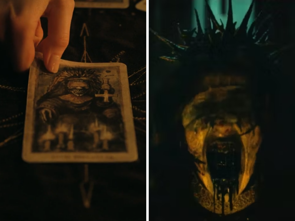 The High Priestess card and figure from the movie Tarot.