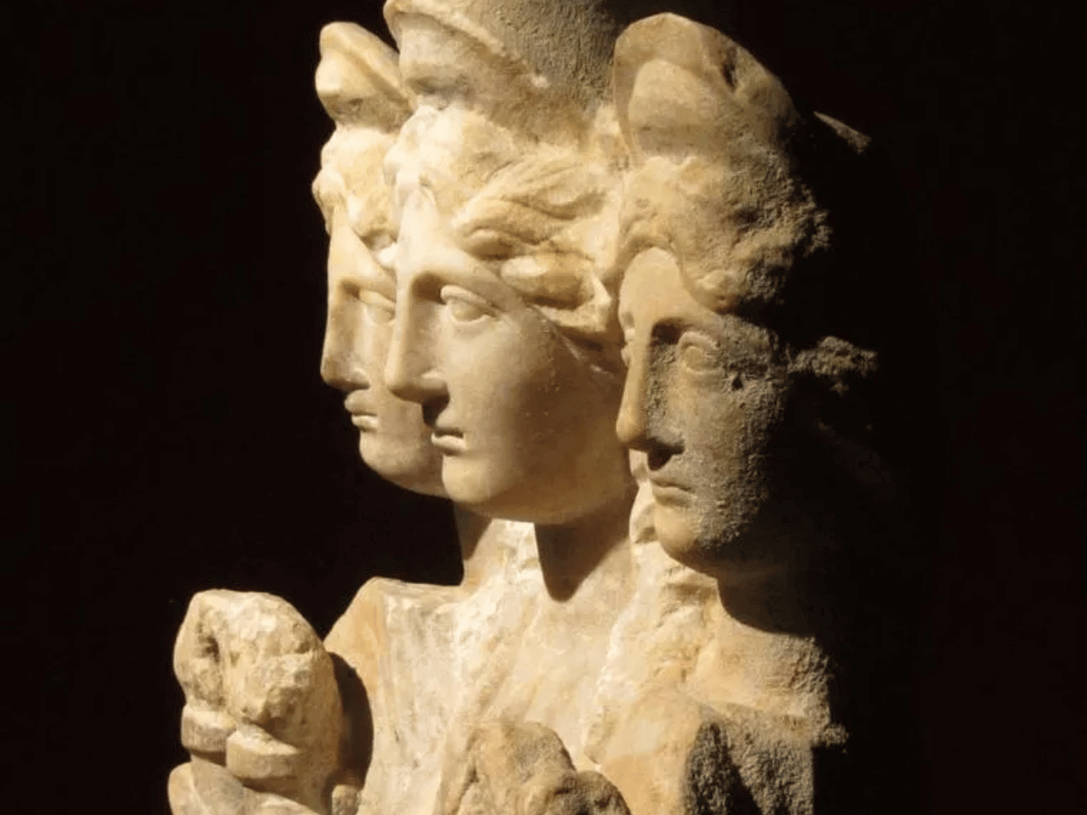 A statue of a triple-faced Hekate.