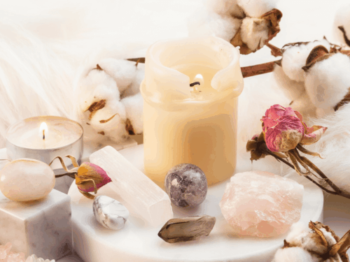 Candles and crystals
