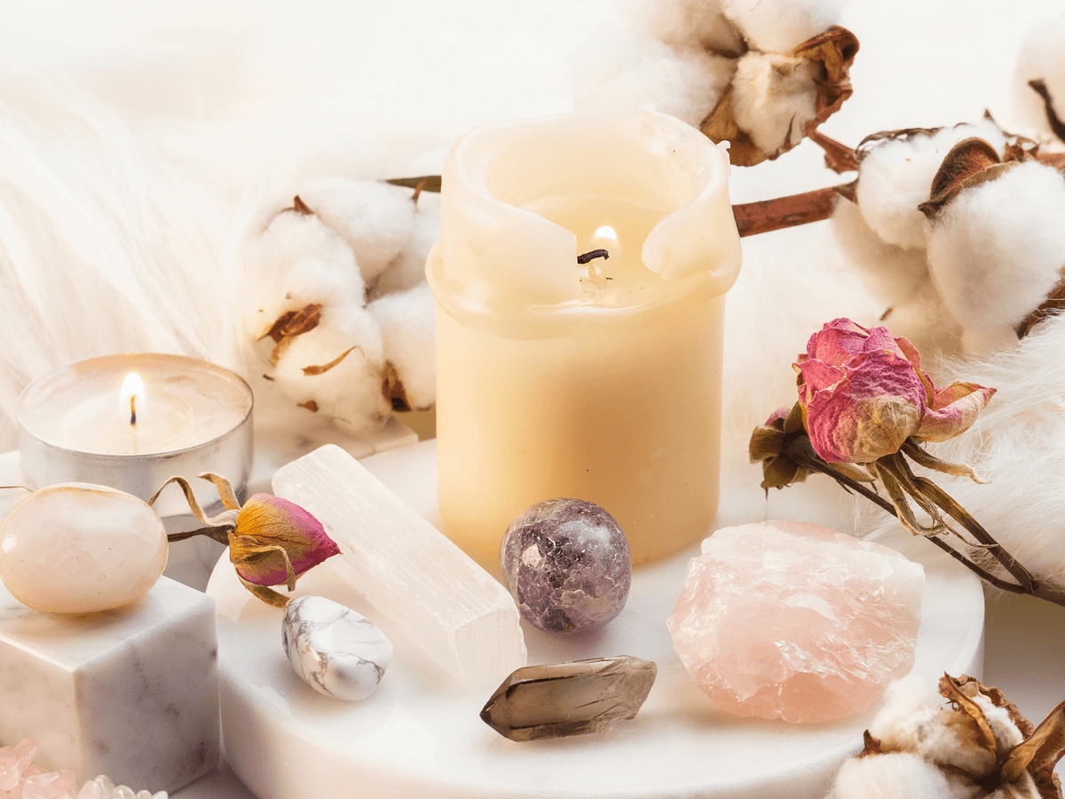 Candles and crystals
