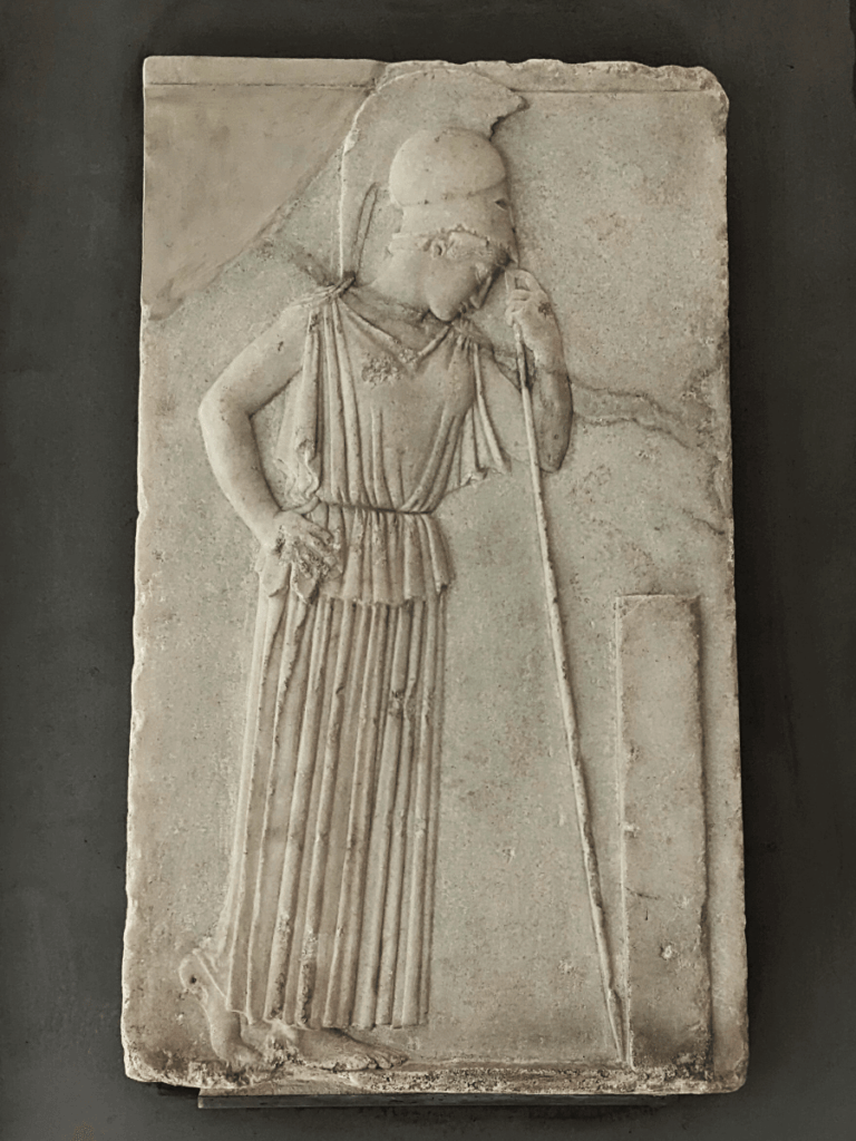 The Pensive Athena, or Mourning Athena, a marble relief.