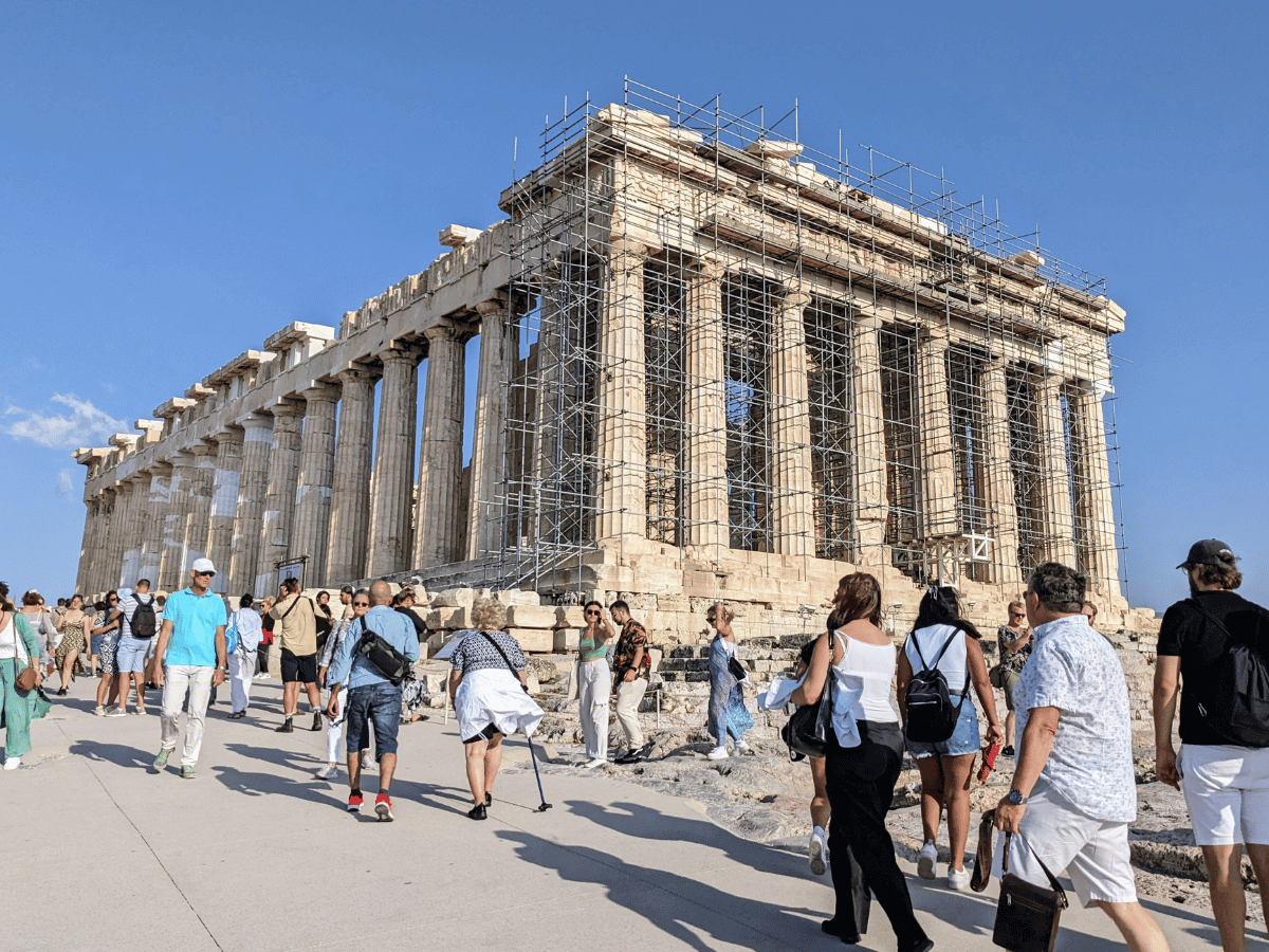 The first view of the Parthenon, the temple of Athena.