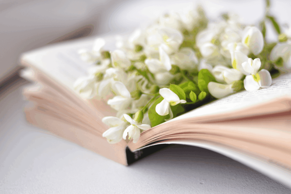 Open book with white flowers for End-of-Life Resources page.