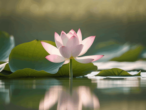 A lotus flower in a pond.