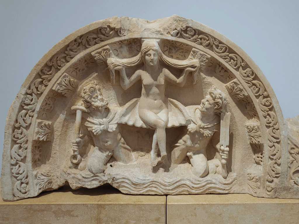 An ancient relief depicting the birth of Aphrodite.