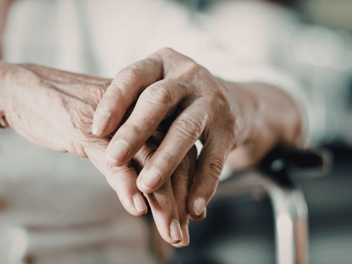 The hands of an older person.