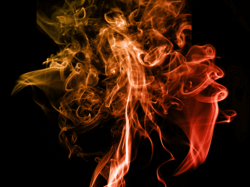 Fire against a black background.