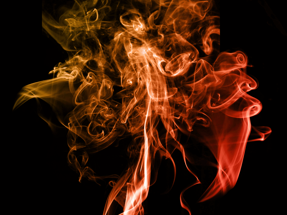Fire against a black background.