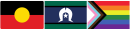 Aboriginal flag, Torres Straits flag, Pride flag.